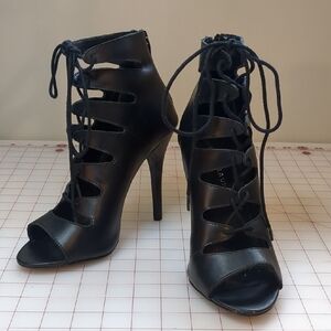Chinese Laundry Black Lace-Up Stiletto Heels